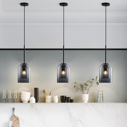 Mica Mid-Century Pendant Lamp with Double Glass Shade