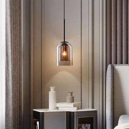 Mica Mid-Century Pendant Lamp with Double Glass Shade